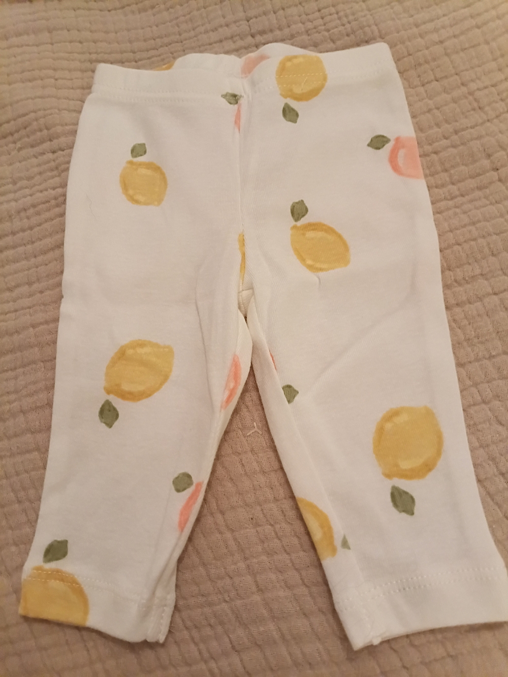 Carter's White Leggings with Yellow Lemon and Peach Accents